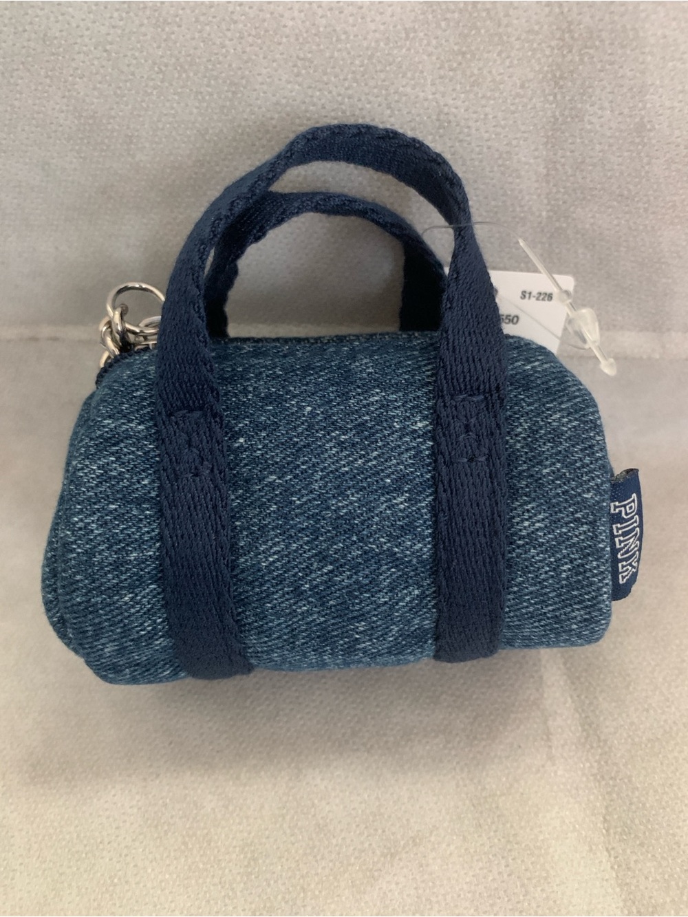 PINK Victoria's Secret Denim Mini Handbag Keychain - Dark Blue